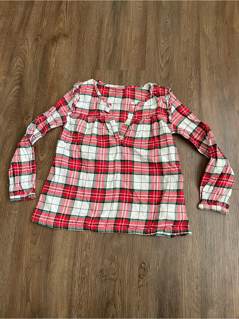 Carter's Red Green and White Plaid Ruffle Yoke Blouse Girls Size 7 Christmas